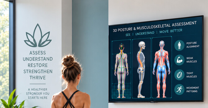 STEP 1 - Consultation & Assessments: Comprehensive Body Composition, Posture & Musculoskeletal Analysis, and Pelvic Health Assessments
